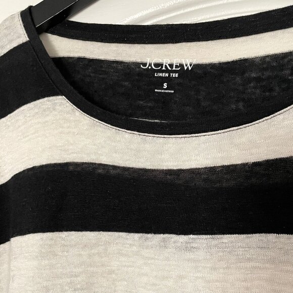 J.Crew Linen Roll Cuff Tee in Stripe - Picture 4 of 7